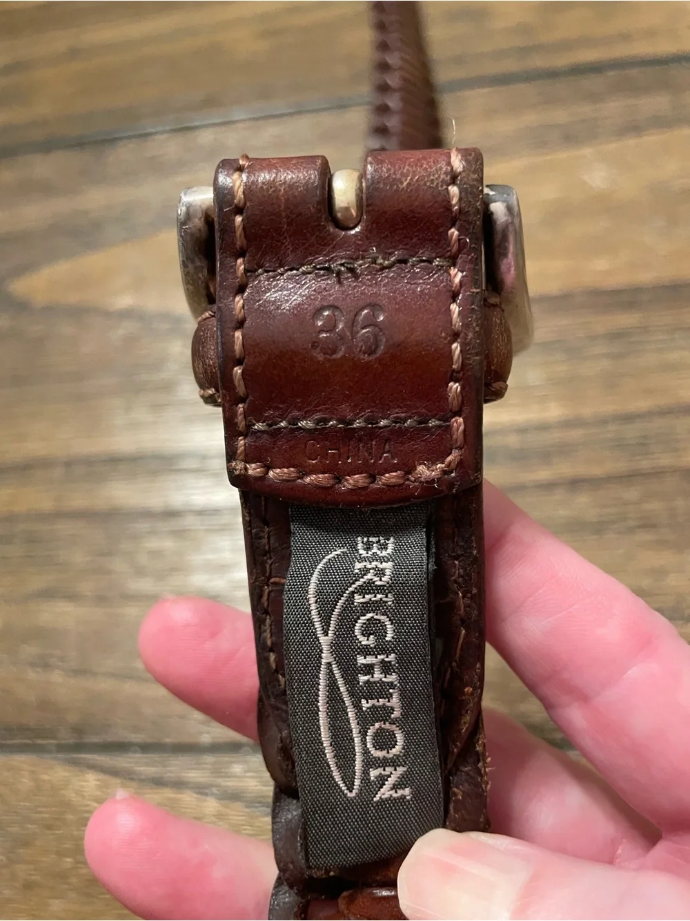 Brighton Men’s 38 Brown Woven Leather Belt Silver Buckle Equestrian Preppy USA
